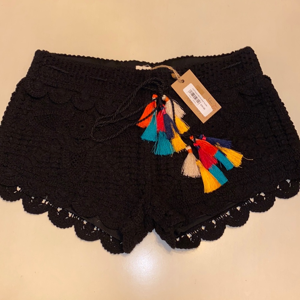 BLACK CROCHET SHORTS